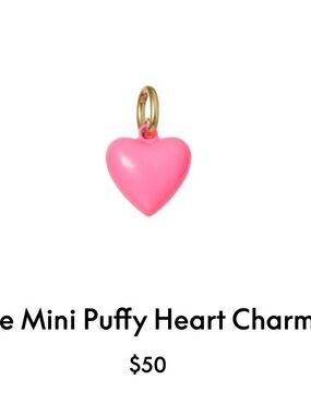 Roxanne Assoulin The Mini Puffy Heart Charm Charm in Fuchsia firm price
